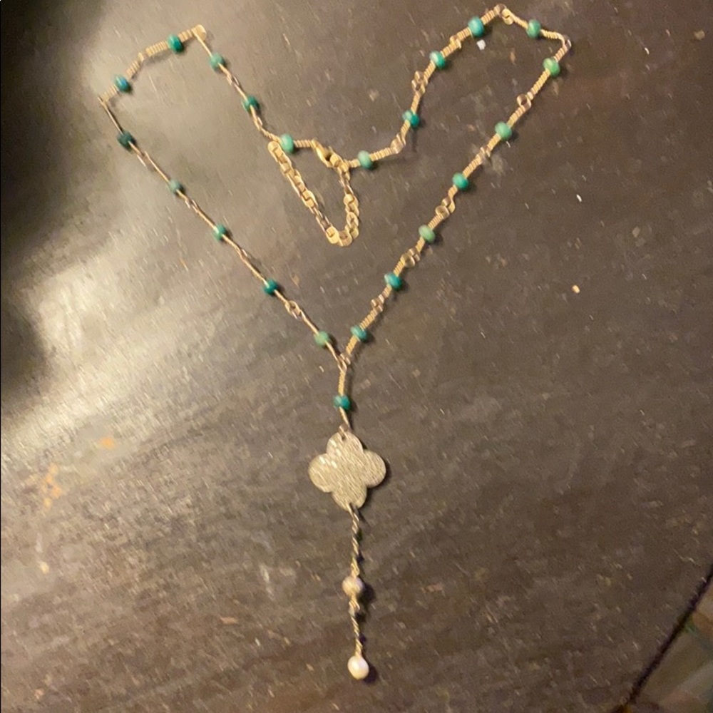 14k gold filled emerald and diamond necklace
